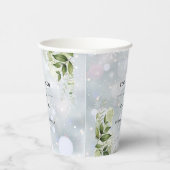 Grüne Blumen Elegant Moderne Winterhochzeit Pappbecher (Rechts)