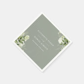 Grüne Blumen Elegante Namen Datum Grün Serviette (Ecke)