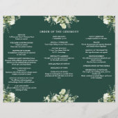 Grüne Blumen Emerald-Trifalt-Wedding-Programm Flyer (Hinten)
