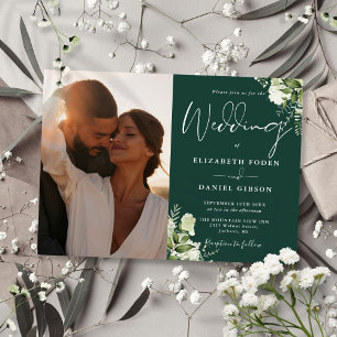 Grüne Blumen-Foto Smaragdgrüne Hochzeit Einladung