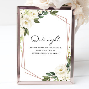 Grüne Blumen-Hochzeitsdusche-Datum-Nacht-Glas-Schi Poster