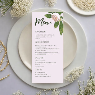 Grüne Blumen Hochzeitsmenü in einfacher Eleganz