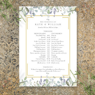 Grüne Blumen Hochzeitsplan Zeitachse Programm