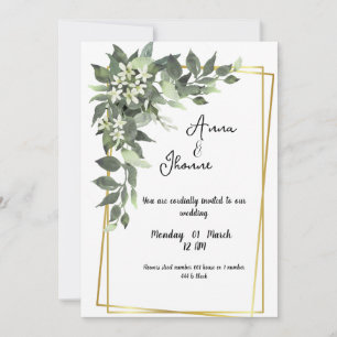 Grüne Blumen Karte Hochzeitseinladung