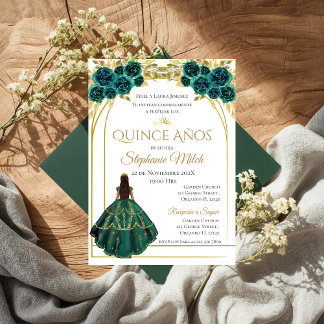 Grüne Blumen-Mexikanische Quinceanera-Einladung Einladung