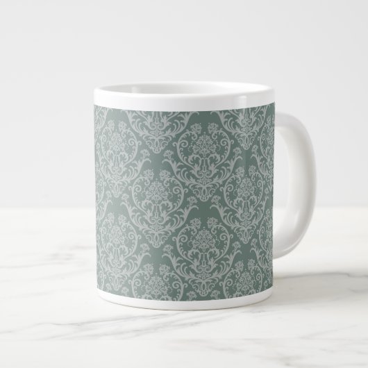 Grüne Blumen-Tapete Jumbo-Tasse (Vorderseite Rechts)