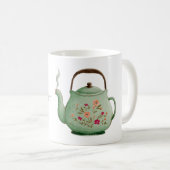 Grüne Blumen-Teekanne Kaffeetasse (VorderseiteRechts)