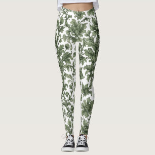 grüne Blumen und Blätter Leggings