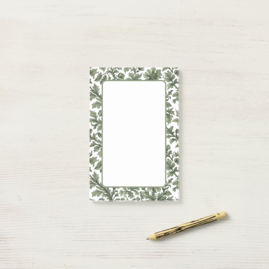 grüne Blumen und Blätter Post-it Klebezettel (Auf Schreibtisch)