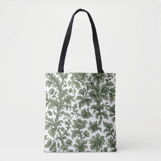grüne Blumen und Blätter Tasche (Vorderseite)