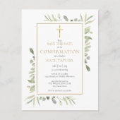 Grüne Blumenbestätigung Save the Date Ankündigungspostkarte (Vorderseite)