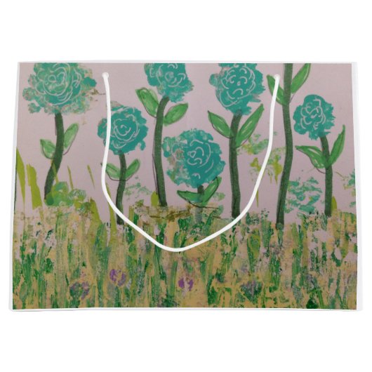 Grüne Blumenbeutel Große Geschenktüte (Vorderseite)