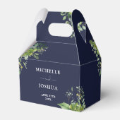 Grüne Blumenblume Moderne Navy Blue Wedding Geschenkschachtel (Vorderseite)