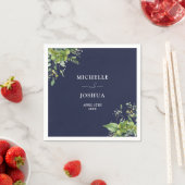 Grüne Blumenblume Moderne Navy Blue Wedding Serviette (Beispiel)