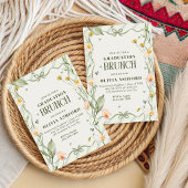 Grüne Blumencoquette Eleganter Brunch Abschluss Einladung