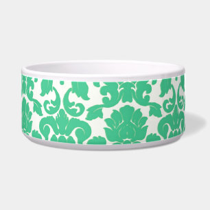 Grüne Blumendamast-Hundeschüssel Napf