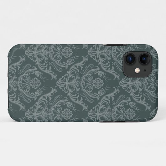 Grüne Blumendamastluxustapete Case-Mate iPhone Hülle (Rückseite (Horizontal))