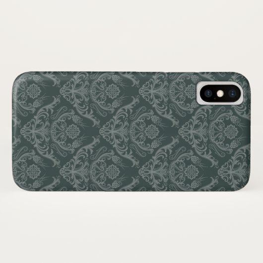 Grüne Blumendamastluxustapete Case-Mate iPhone Hülle (Rückseite (Horizontal))