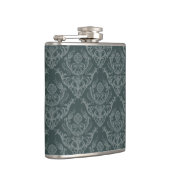 Grüne Blumendamastluxustapete Flachmann (Rechts)