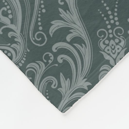 Grüne Blumendamastluxustapete Fleecedecke (Ecke)