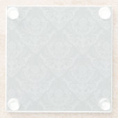 Grüne Blumendamastluxustapete Glasuntersetzer (Rückseite)