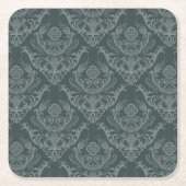 Grüne Blumendamastluxustapete Rechteckiger Pappuntersetzer (Vorderseite)