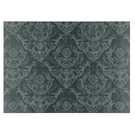 Grüne Blumendamastluxustapete Schneidebrett (Vorderseite)