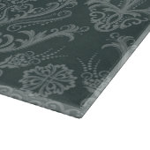 Grüne Blumendamastluxustapete Schneidebrett (Ecke)