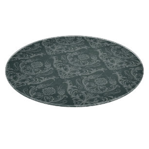 Grüne Blumendamastluxustapete Schneidebrett