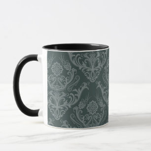 Grüne Blumendamastluxustapete Tasse