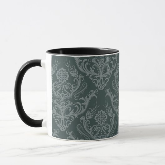 Grüne Blumendamastluxustapete Tasse (Links)