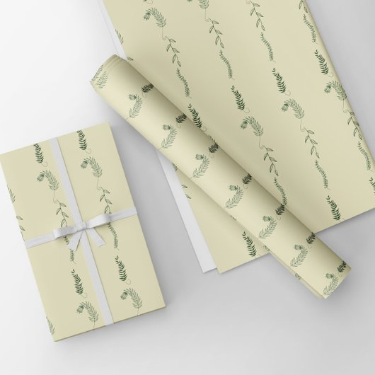 Grüne Blumendoodles Geschenkpapier Set