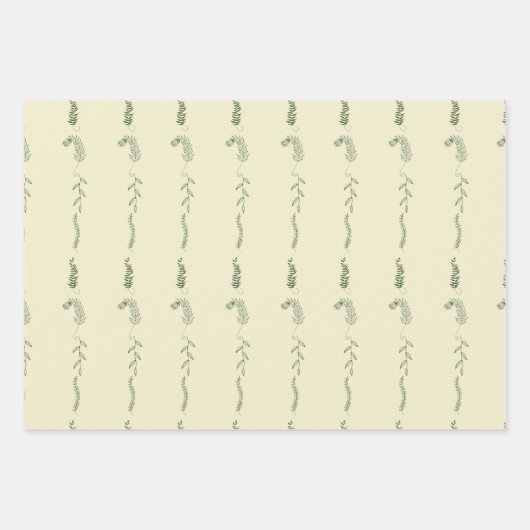 Grüne Blumendoodles Geschenkpapier Set (Vorderseite)