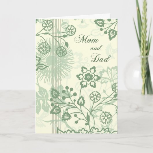 Grüne Blumeneltern Hochzeitstag Danke Karte (Vorderseite)