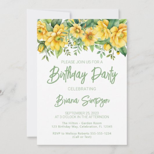 Grüne Blumenfeier Einladung (Vorderseite)