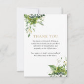 Grüne Blumenfeier zum Foto Lebensbeerdigung Dankeskarte (Vorderseite)