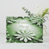 Grüne Blumenferien Weihnachten Party Einladung (Stehend Vorderseite)