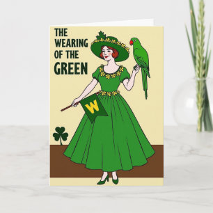 Grüne Blumenfrau Vintage-Karte Karte