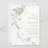 Grüne Blumengarnele QR Code Hochzeit Einladung (Vorderseite)