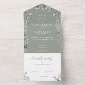 Grüne Blumengärten Cascade Wedding All In One Einladung (Innen Boden)