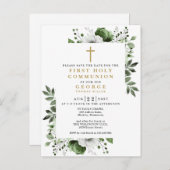 Grüne Blumengemeinde Save the Date Postkarte (Vorne/Hinten)