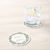 Grüne Blumengewächse Gewürzgrün Hochzeit Runder Pappuntersetzer (Vor Ort)