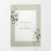 Grüne Blumengoldblüte aus weichem Sage - alles in Dreifach Gefaltete Einladung (Cover)