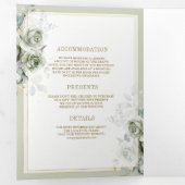 Grüne Blumengoldblüte aus weichem Sage - alles in Dreifach Gefaltete Einladung (Innen Erste Seite)