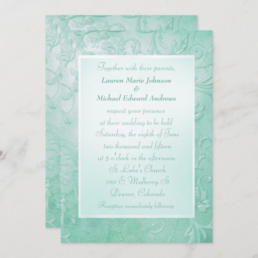 Grüne Blumengrenze Einladung (Vorne/Hinten)