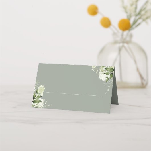 Grüne Blumengrün gezackt Platzkarte (Vorderseite)