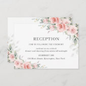 Grüne Blumengrün mit weichem Rosa Empfang Begleitkarte (Vorne/Hinten)
