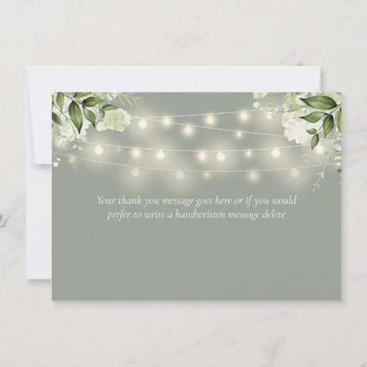 Grüne Blumengrün und Strandleuchten Dankeskarte (Rückseite)
