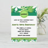 Grüne Blumenhawaiianische Plumeria Sommereinladung Einladung (Stehend Vorderseite)