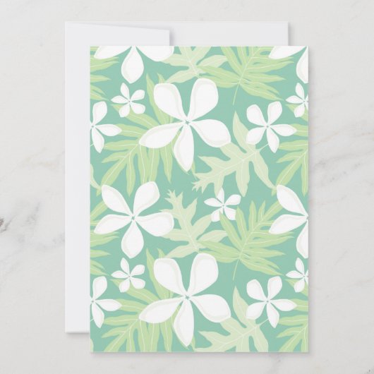 Grüne Blumenhawaiianische Plumeria Sommereinladung Einladung (Rückseite)